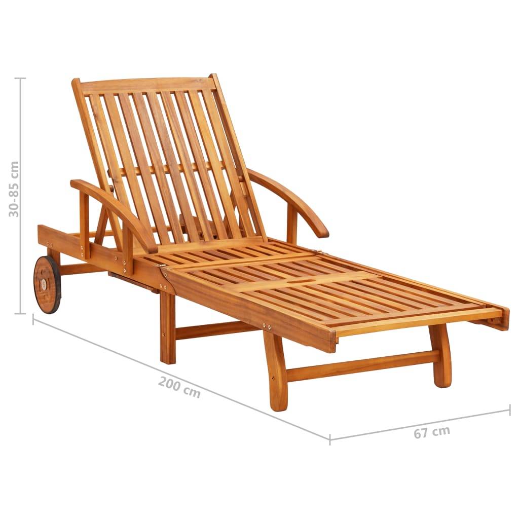 Vidaxl - Chaise longue de jardin avec coussin Bois d'acacia solide vidaXL 3061605 - Image 3