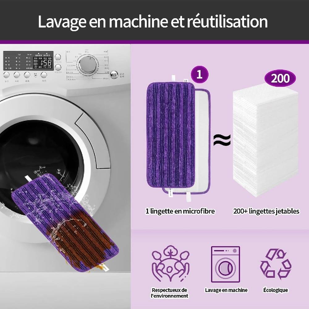 Pack de 4 Protections de Mop Lavables et Réutilisables pour Swiffer WetJet-IntiMeg - Image 2