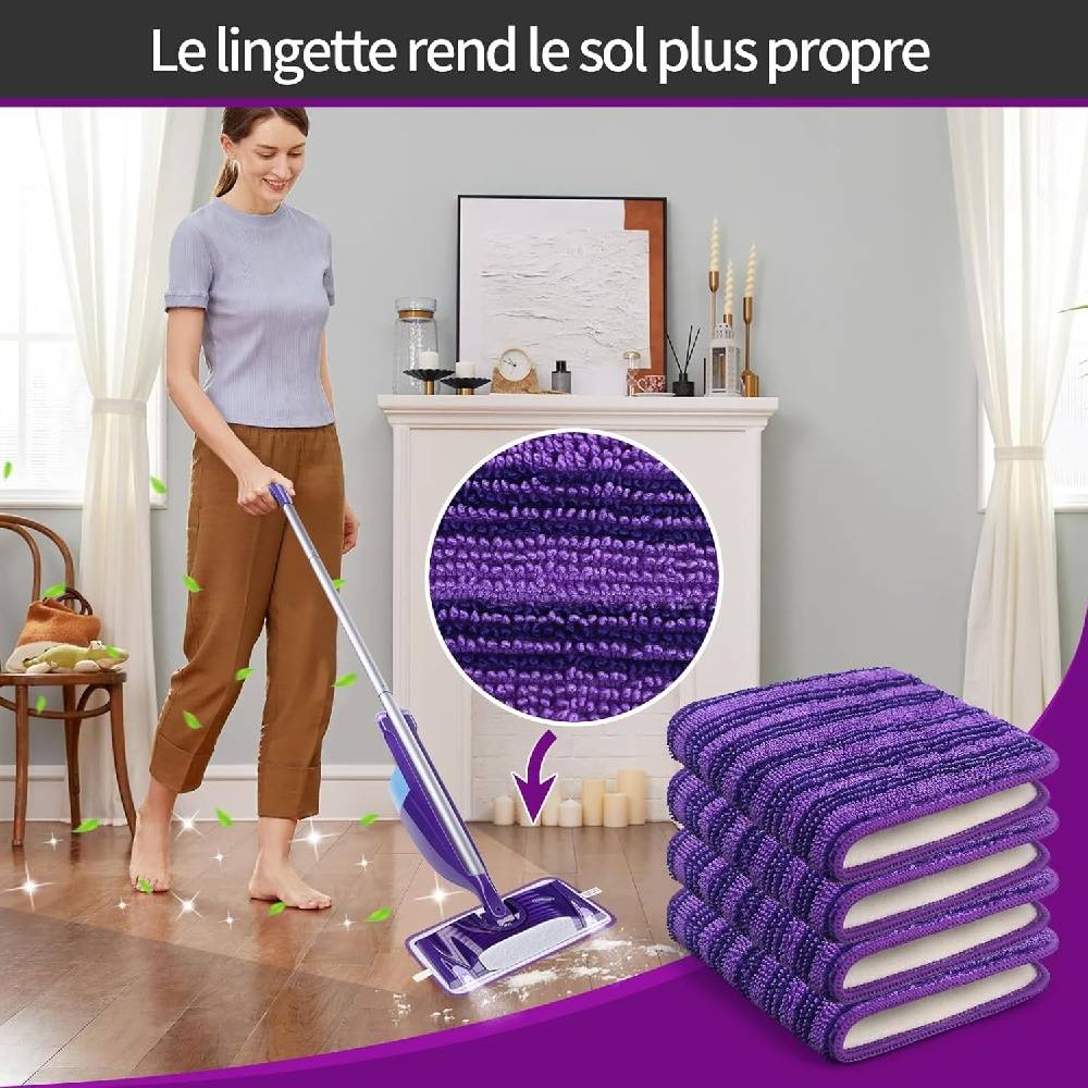 Pack de 4 Protections de Mop Lavables et Réutilisables pour Swiffer WetJet-IntiMeg - Image 6