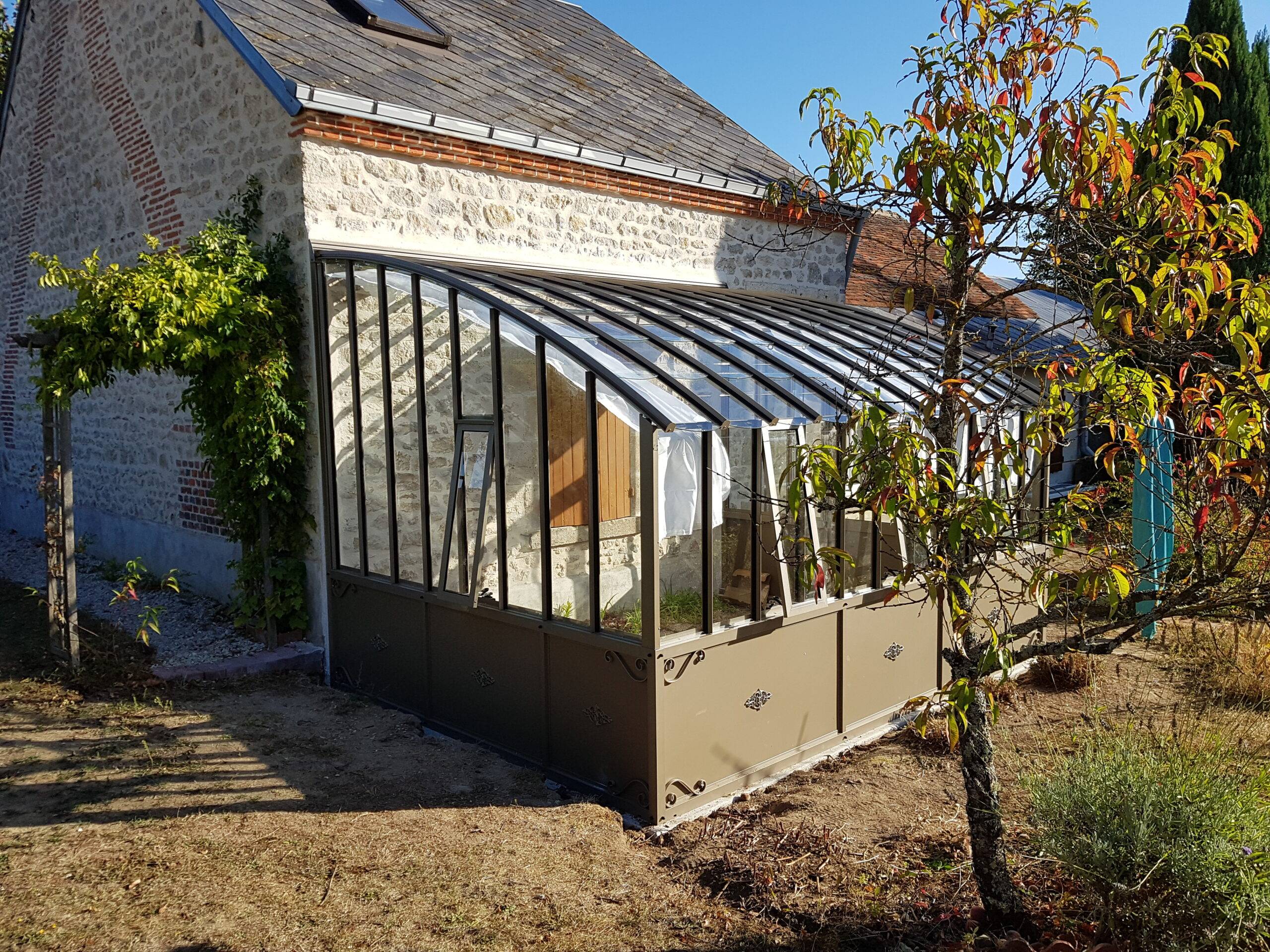 20m²  -  Serre en tuile de verre à l'ancienne - Eléonore Soubassement - Aluminium - 20m²  - mars rouille - L'atelier Des Serres - Imagen 6