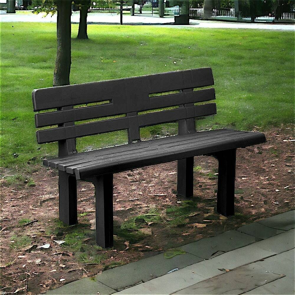Dmora - Banc d'extérieur Daltobel, Banc de jardin Monobloc, Banc d'extérieur, 100% Made in Italy, 110x52h71 cm, Anthracite - Dmora - Imagen 4