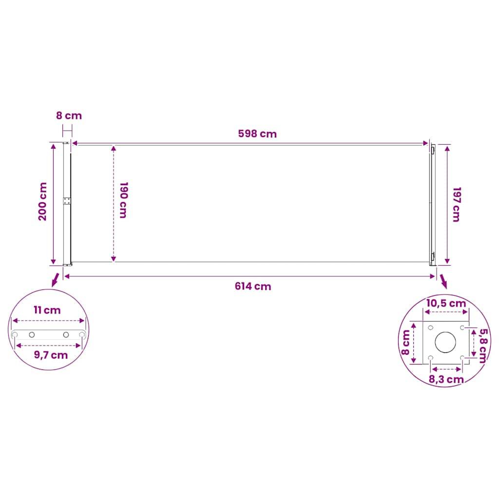 Vidaxl - Auvent latéral rétractable de patio 200x614 cm Crème vidaXL 317971 - Imagen 3