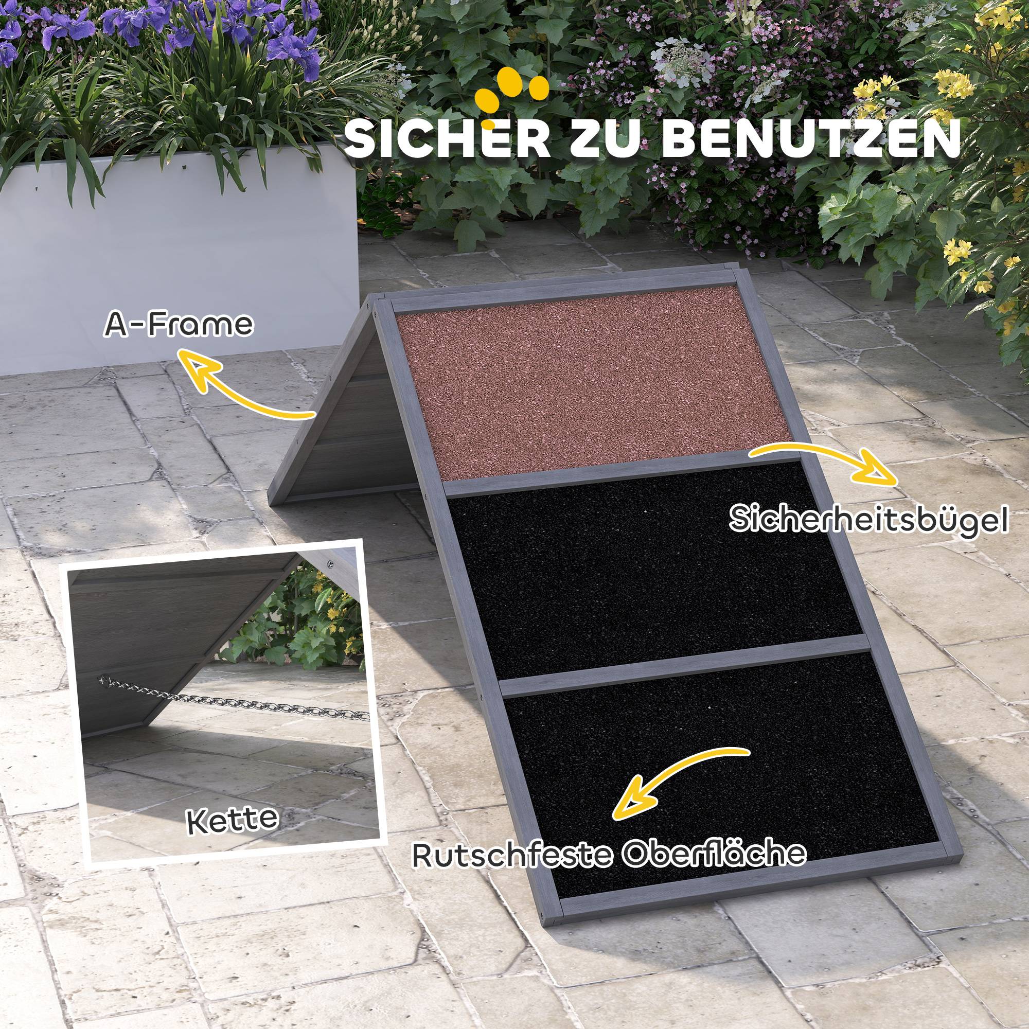 Rampe d'agility pour chien bois gris 173 x 59 x 66 cm - PANGIVO - Image 7