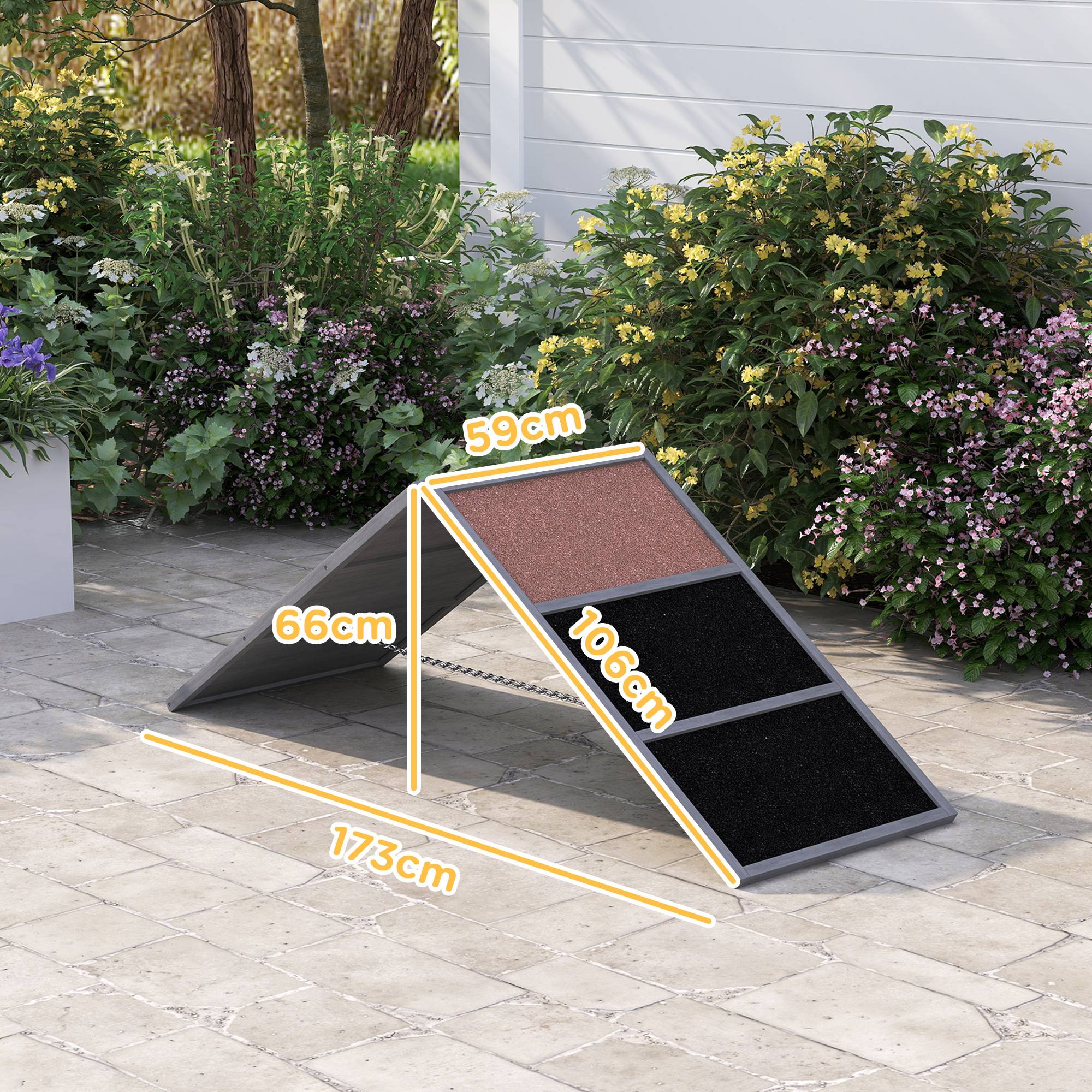 Rampe d'agility pour chien bois gris 173 x 59 x 66 cm - PANGIVO - Image 5