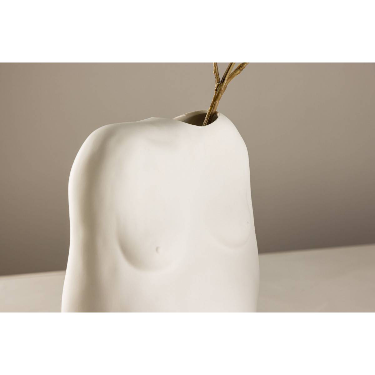 Vase Buste en Céramique "Romie" 28cm Blanc Cassé - Image 7