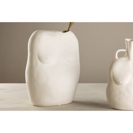 Vase Buste en Céramique "Romie" 28cm Blanc Cassé - Image 8