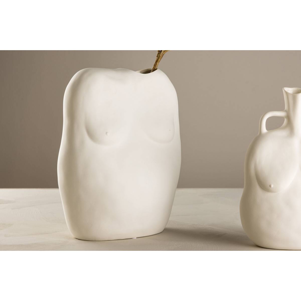Vase Buste en Céramique "Romie" 28cm Blanc Cassé - Image 8