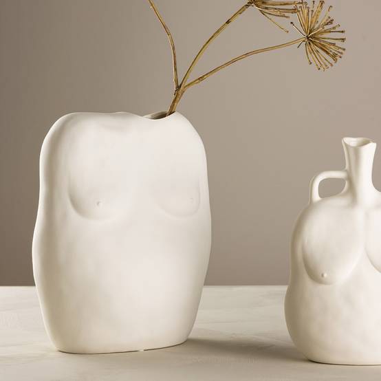 Vase Buste en Céramique "Romie" 28cm Blanc Cassé - Image 6