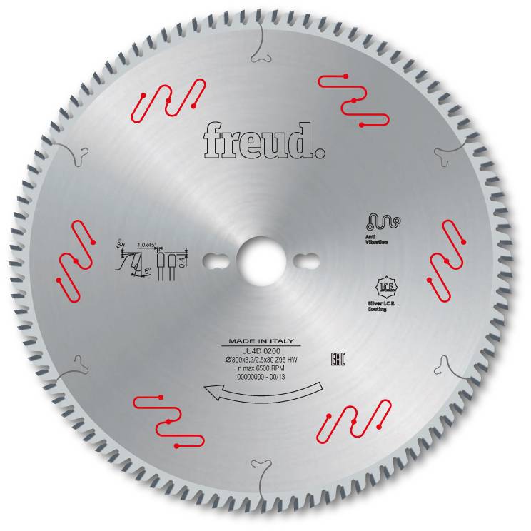 Lame trapèze plate pour surfaces FREUD - Øures//composites FREUD - Ø300 3,2/2,5 AL30 Z96 TD+ - F03FS07295 -LU4D 0200 - Imagen 2