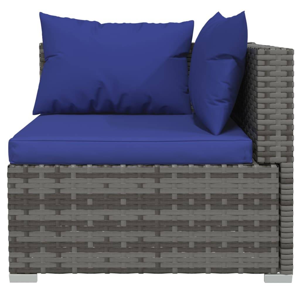 Helloshop26 - Salon de jardin meuble d'extérieur ensemble de mobilier 4 pièces avec coussins résine tressée gris - Imagen 3