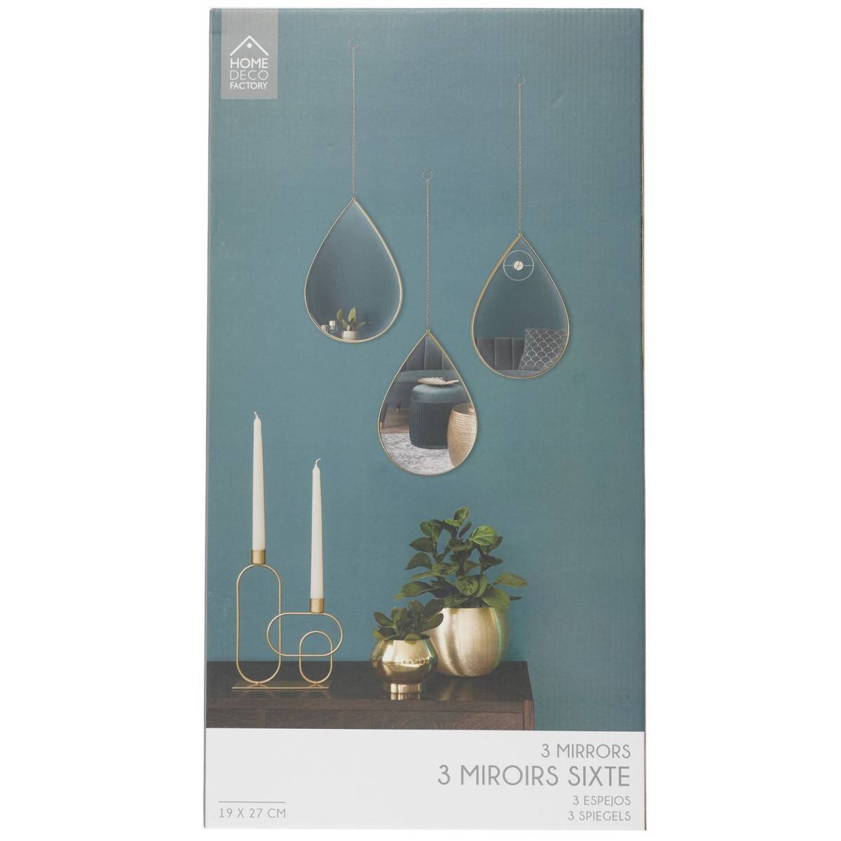 The Home Deco Factory - Miroir suspendu goutte doré (Lot de 3) - Image 5