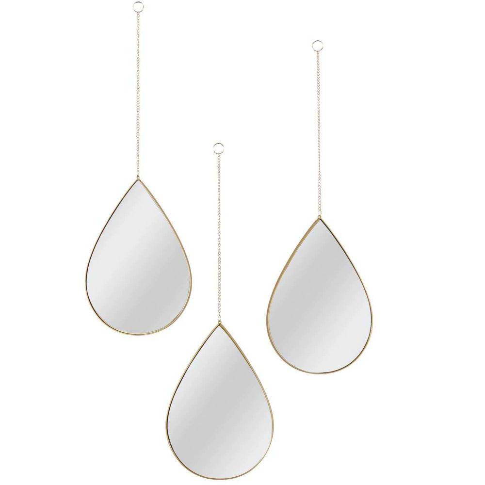 The Home Deco Factory - Miroir suspendu goutte doré (Lot de 3) - Image 1