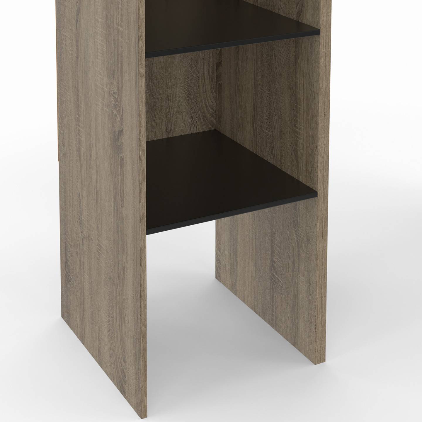 Dressing d'angle modulable L. 90 / 127 cm MELMAN double penderie + étagères bois et noir - Image 6