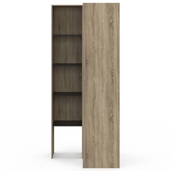 Dressing d'angle modulable L. 90 / 127 cm MELMAN double penderie + étagères bois et noir - Image 3