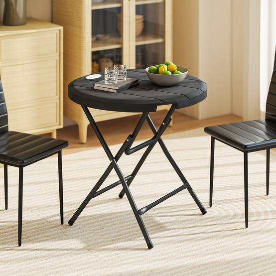 ComfortXL - Table de jardin ronde acier et HDPE gris foncé Ø80 cm pliante 4 places pour terrasse - ComfortXL Outdoor Living - Image 9