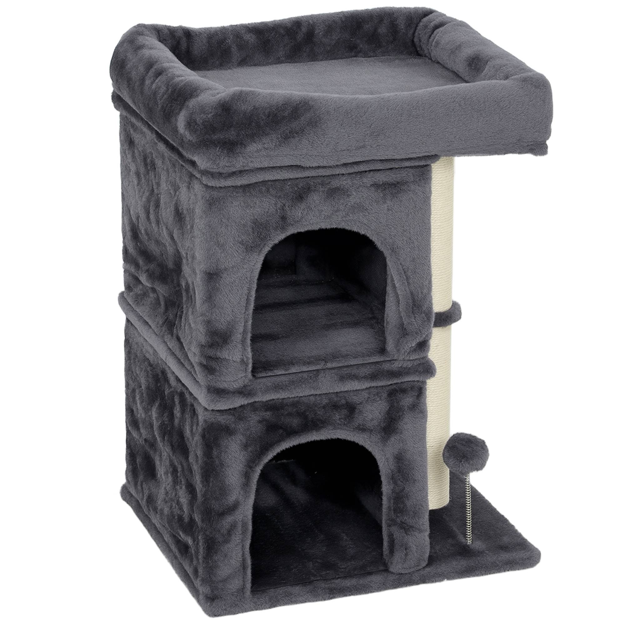 Arbre à chat Peluche et sisal Pour grands chats Repos 66cm Gris foncé - ComfortXL Outdoor Living - Image 2