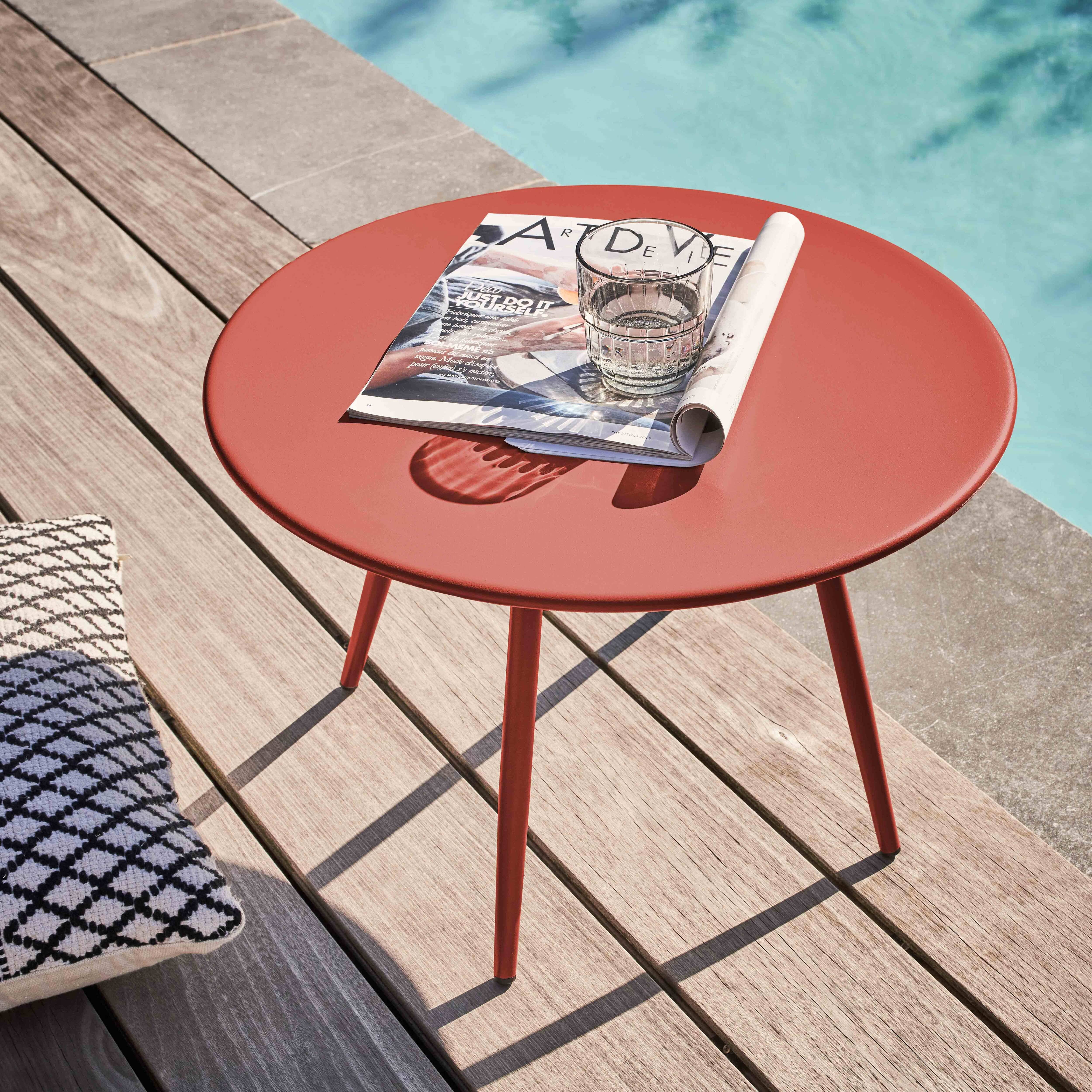 Oviala - Table basse de jardin ronde en métal argile 50 cm Palavas - Oviala - Imagen 2