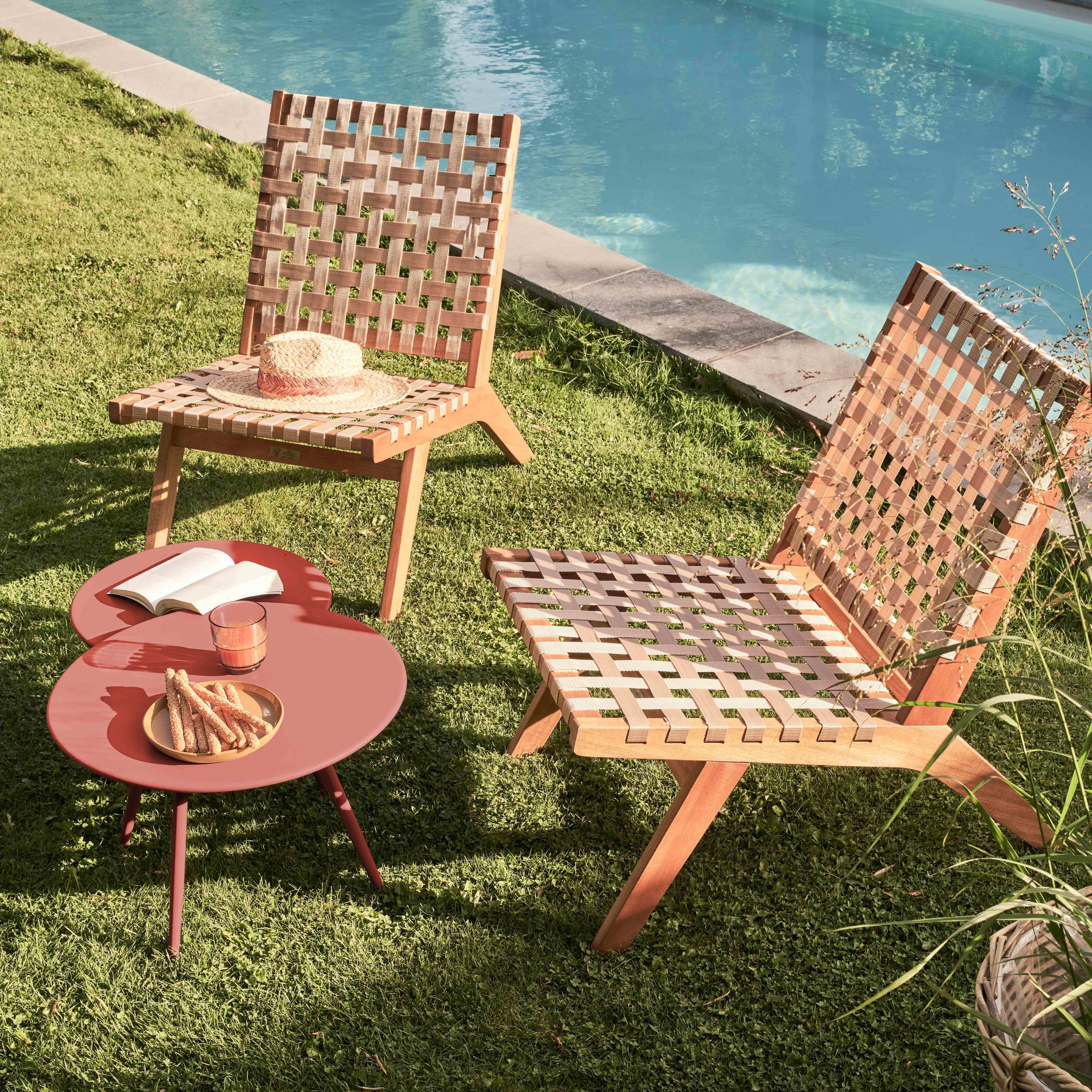 Oviala - Table basse de jardin ronde en métal argile 50 cm Palavas - Oviala - Imagen 3