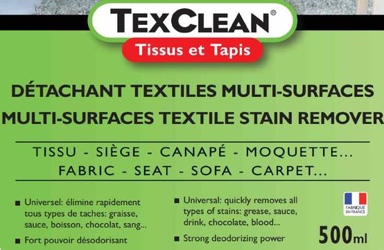 Détachant tissu TexClean 500ml Tissu Matelas Canapé et Tapis Détachant et Nettoyant Professionnel - Image 2