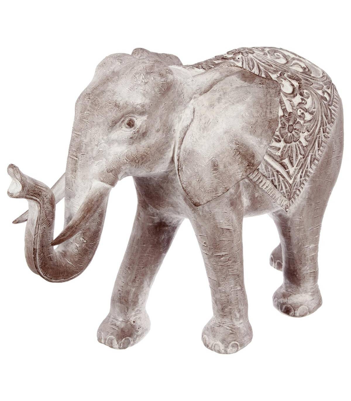 Objet décoratif Éléphant en Résine effet  Blanchi H 46 cm - Imagen 1