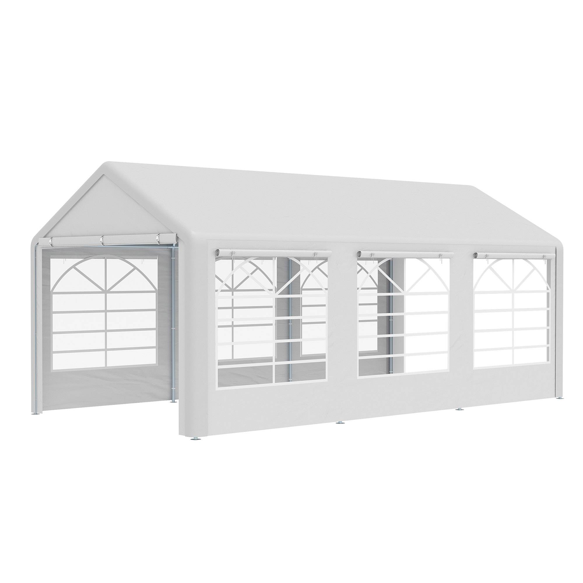 Tonnelle de jardin 3 x 6 m tente de réception avec 4 parois 3 fenêtres de chaque côté barnum pour fête mariage blanc - Image 2