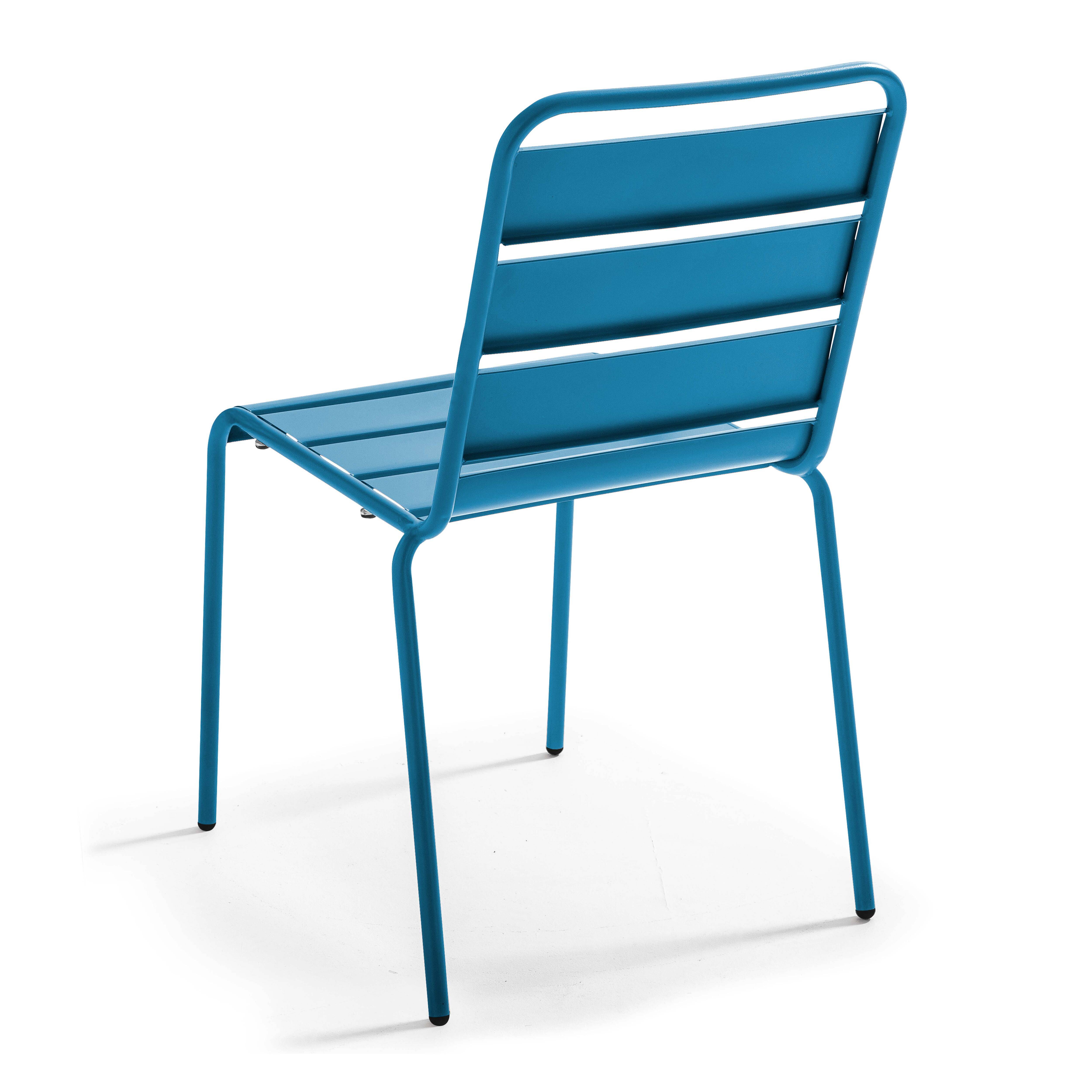 Oviala - Ensemble table de jardin en métal et 4 chaises bleu pacific Palavas - Oviala - Image 6