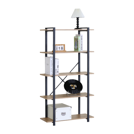 Etagère 5 rangements 150 cm bois et noir TYDO - Image 1