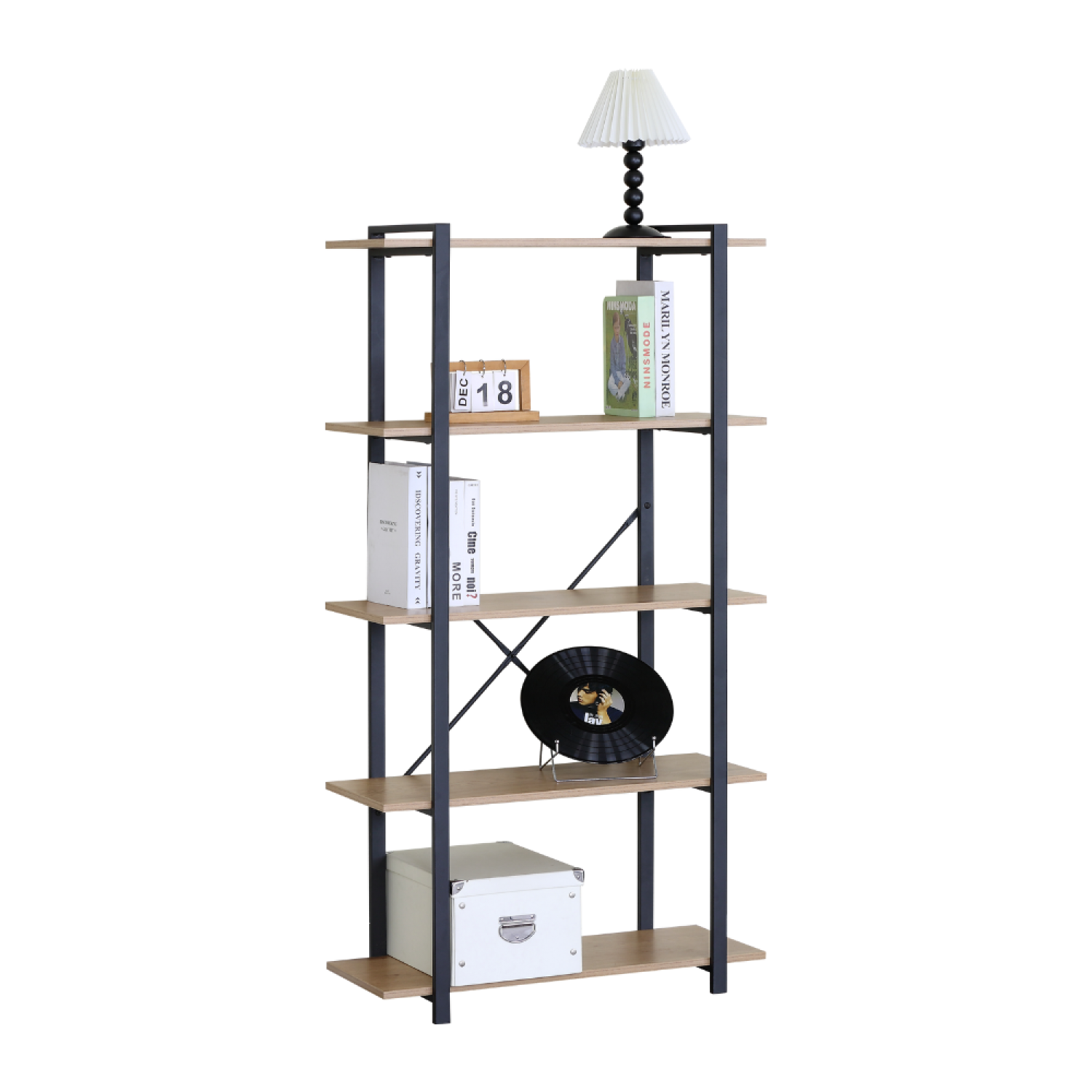 Etagère 5 rangements 150 cm bois et noir TYDO - Image 1