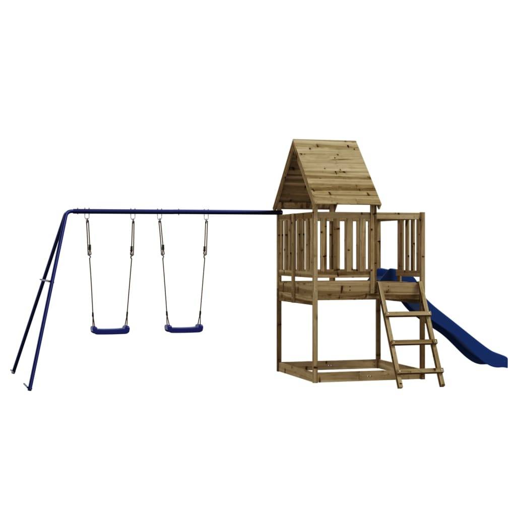 Helloshop26 - Aire de jeux d'extérieur balançoires toboggan portiques robuste jeux jardin 564 x 235 x 228 cm bois de pin imprégné - Imagen 1