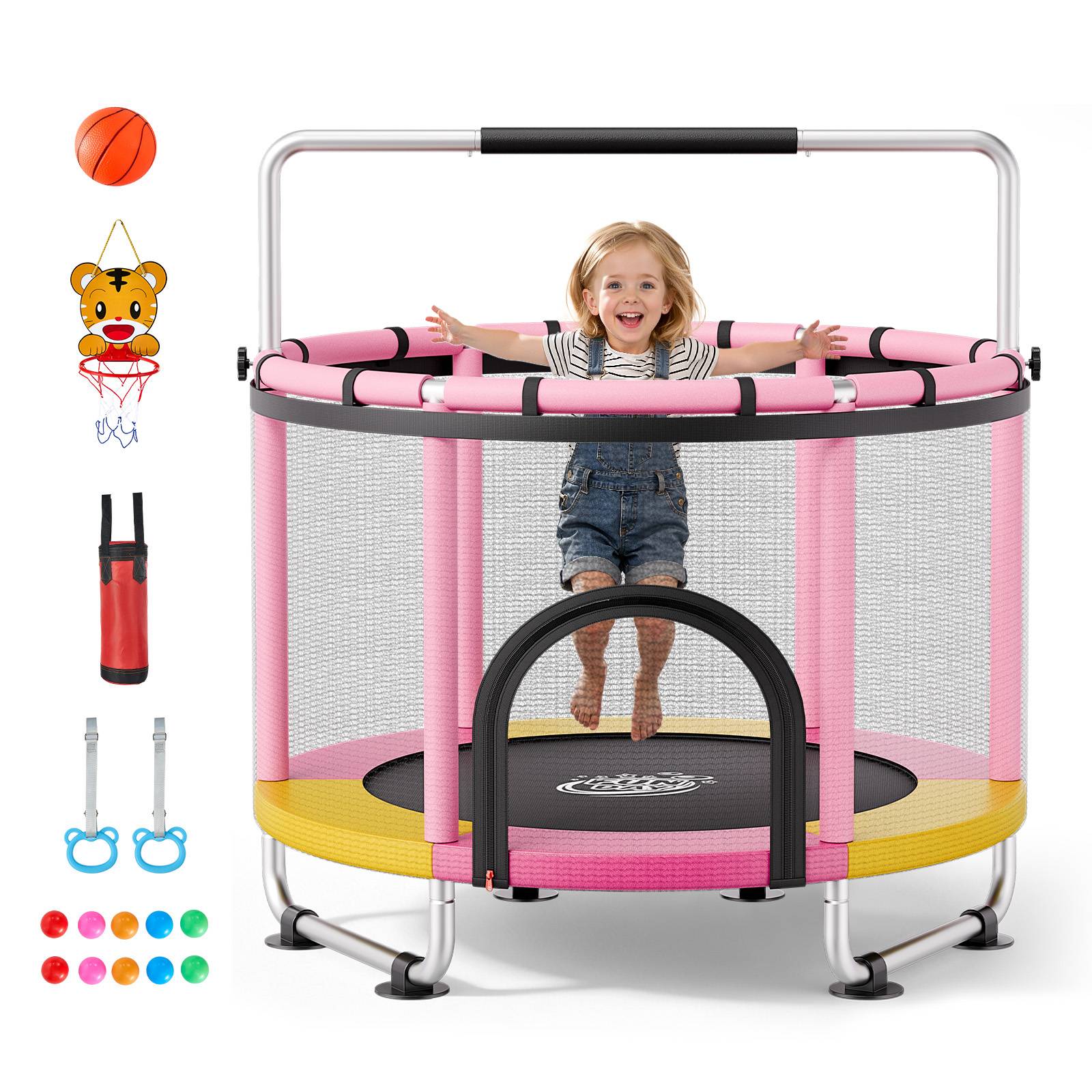 Vevor - Trampoline enfant 150 cm VEVOR, cadre galvanisé, filet de sécurité, capacité 60 kg, accessoires inclus.