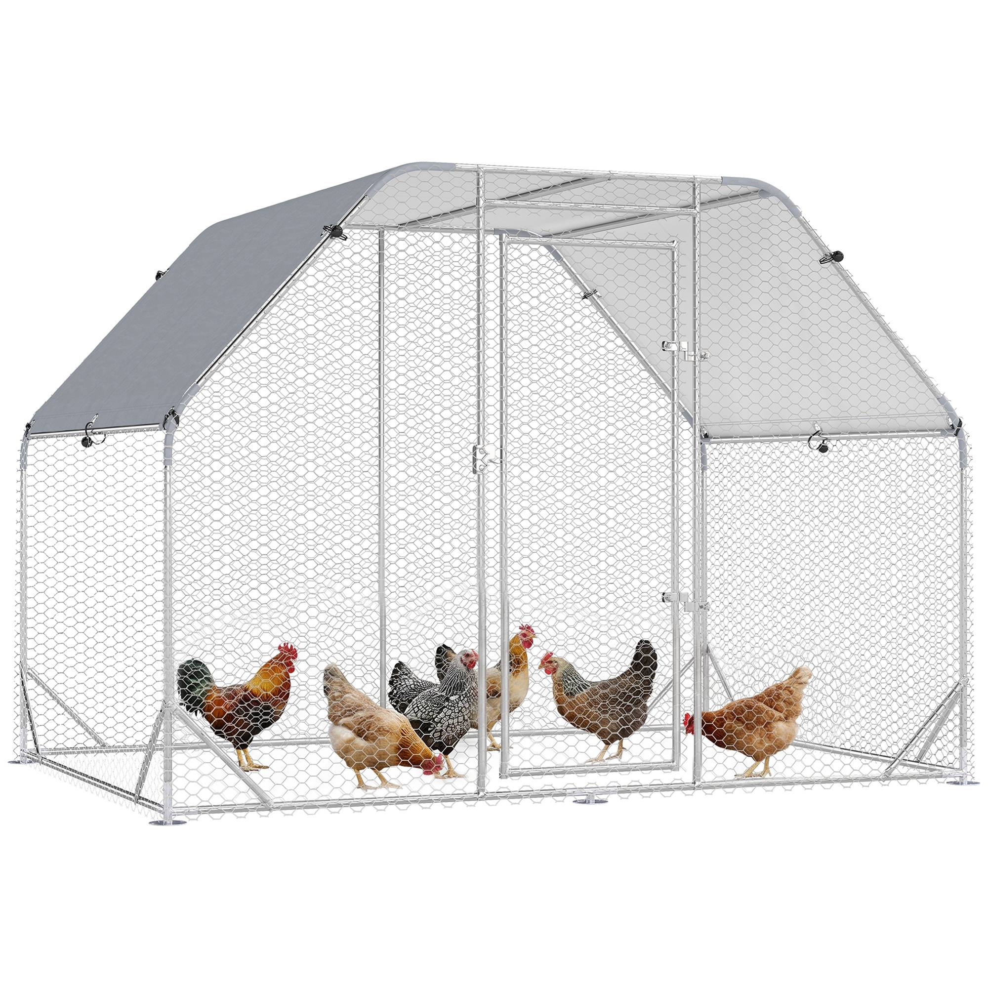 Sans Marque - Poulailler couvercle 4-6 poules acier 280x190x195 cm - Image 1
