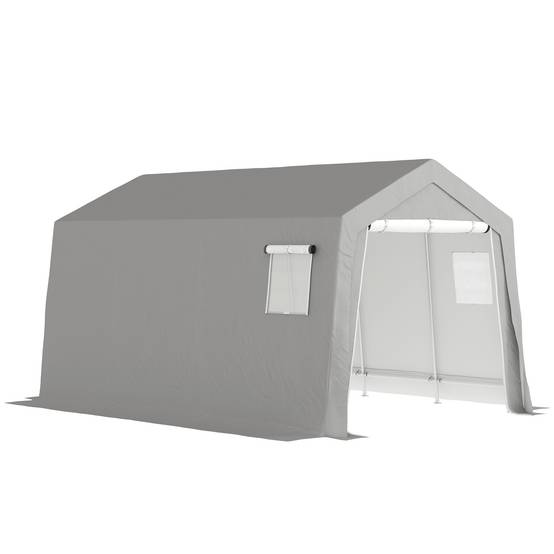 Tente de stockage extérieur métal galvanisé bâche étanche 447x300cm gris clair - ComfortXL Outdoor Living - Image 1