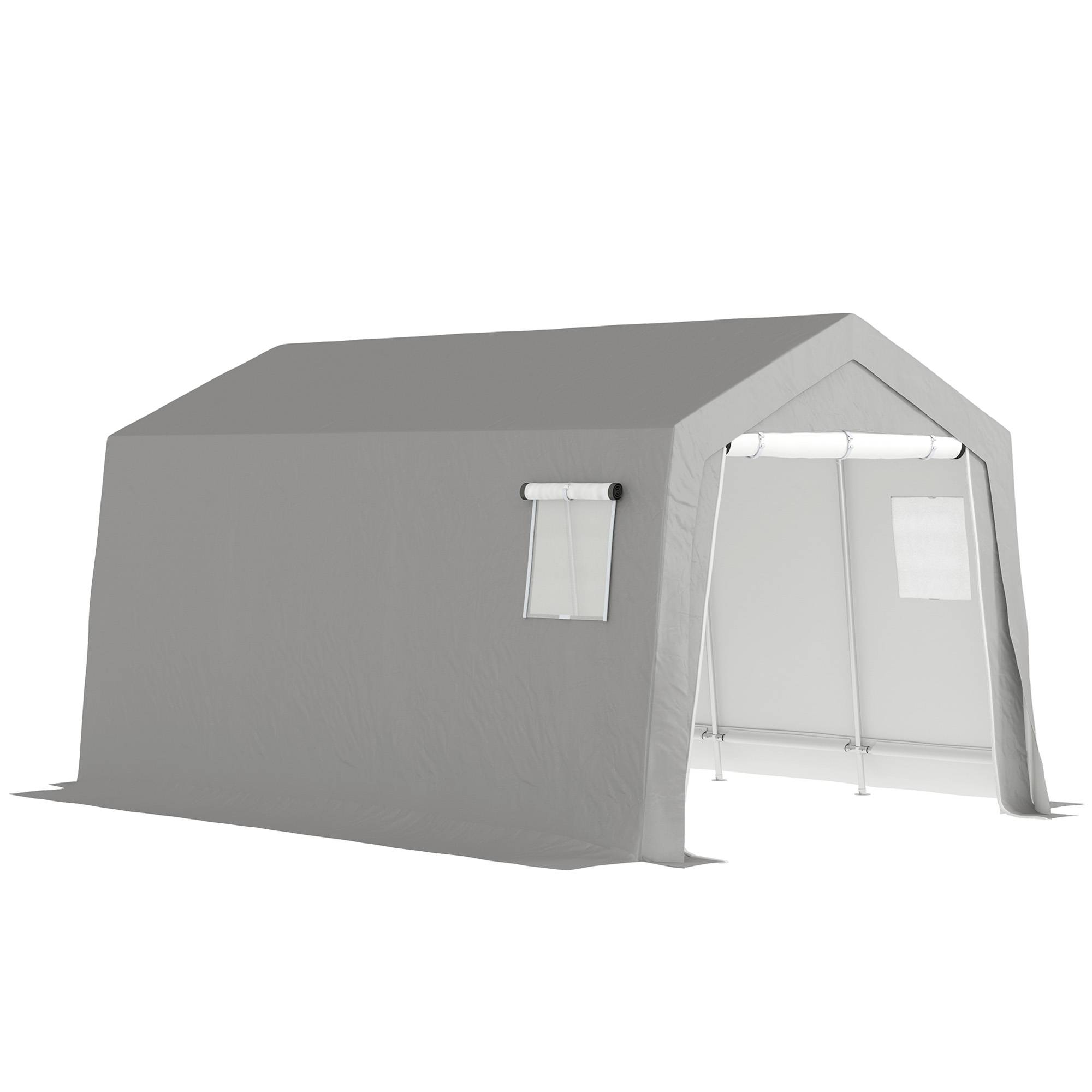 Tente de stockage extérieur métal galvanisé bâche étanche 447x300cm gris clair - ComfortXL Outdoor Living
