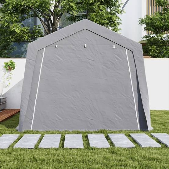 Tente de stockage extérieur métal galvanisé bâche étanche 447x300cm gris clair - ComfortXL Outdoor Living - Image 10