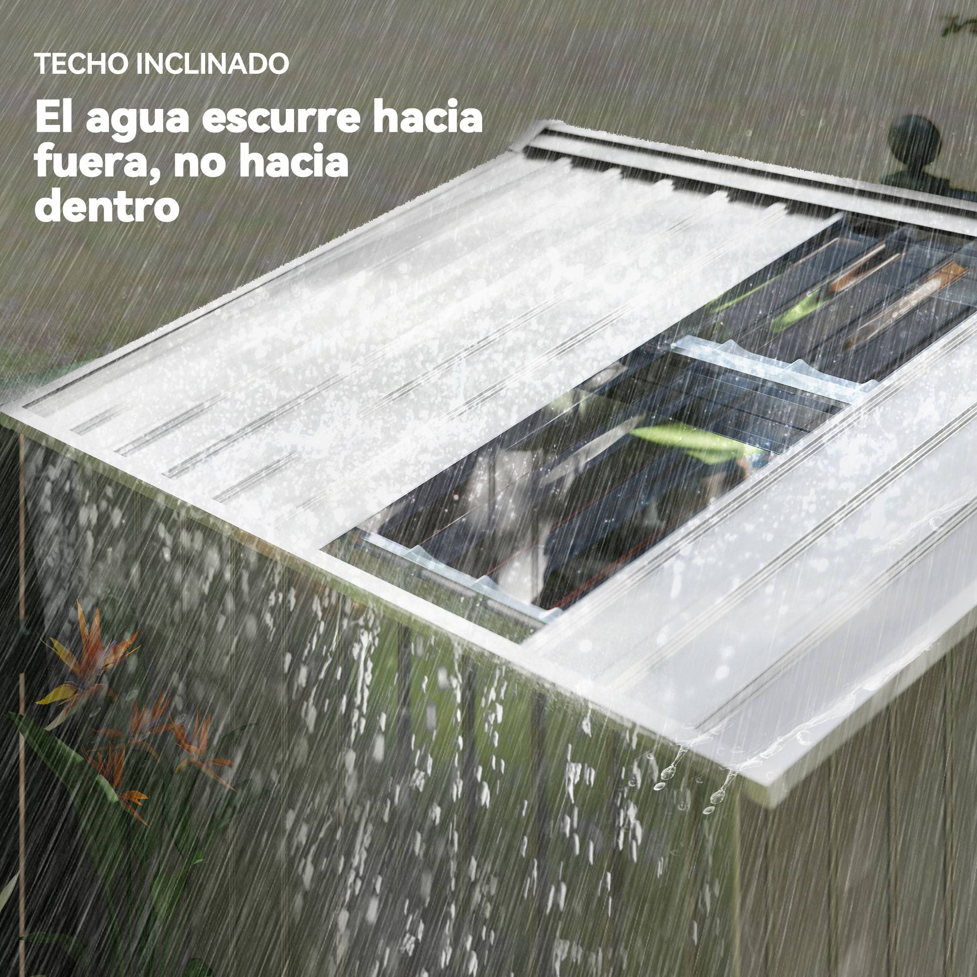 Abri de jardin 213 x 130 x 185 cm avec portes coulissantes et puits de lumière pour le rangement des outils, gris argenté - Image 10