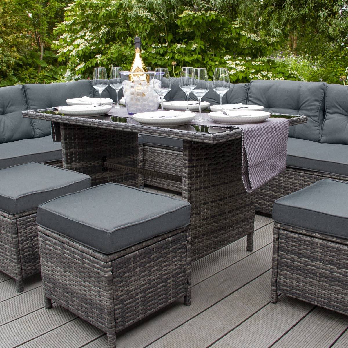 Monstershop - Salon de Jardin 9 personnes & Coffre de Rangement en Rotin – Gris - Imagen 4