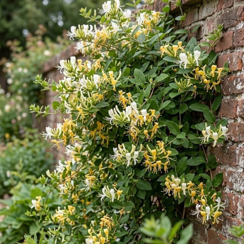 Chèvrefeuille du Japon Hall's Prolific à fleurs Jaune - feuillage Semi-Persistant - Godet - 5/20 cm-  hauteur à maturité De 5,00 m à 10,00 m - Imagen 2