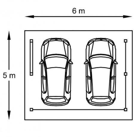 Carport 5064 x 6064 mm 2 véhicules, Ancrage A visser - Imagen 3
