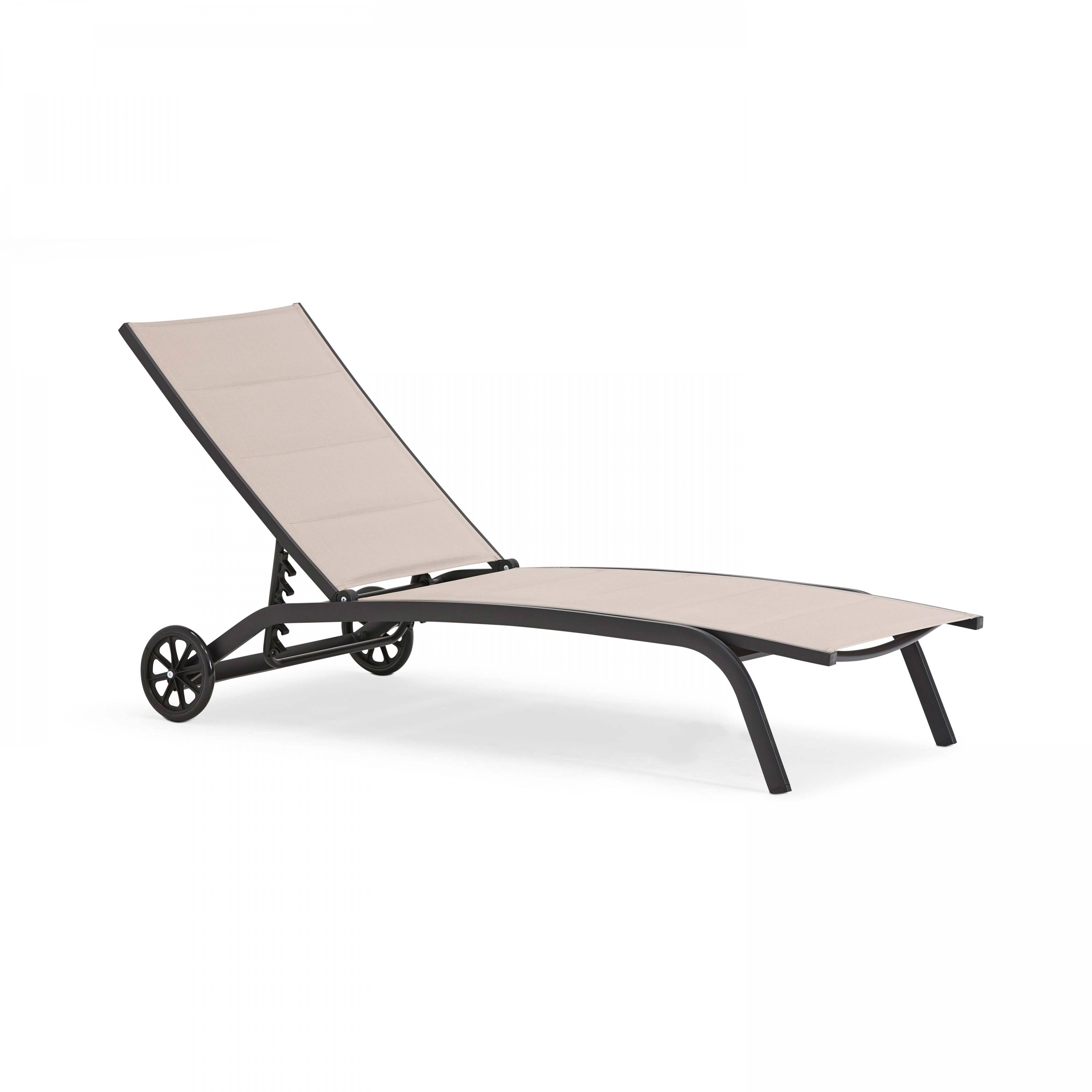 Oviala - Lot de 2 bains de soleil en aluminium taupe Santa Monica - Oviala - Imagen 6