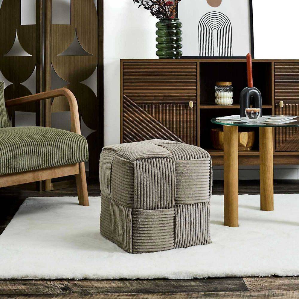 The Home Deco Factory - Pouf en tissu côtelé tressé Scott - Image 2