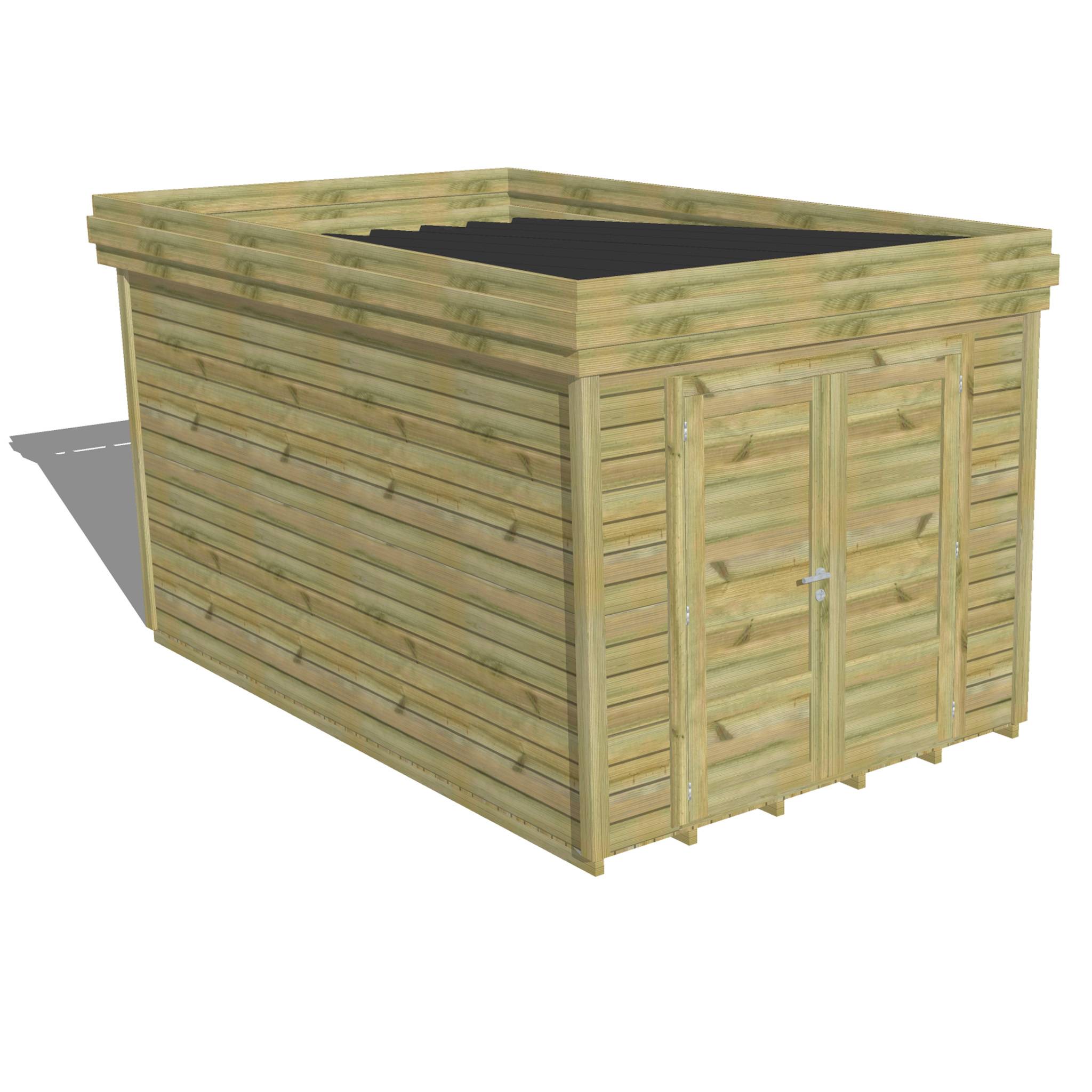 ABRI DE JARDIN bois autoclave 27mm - 2,64x4,34m / 11m2 - Bac acier - Plancher bois - Image 1