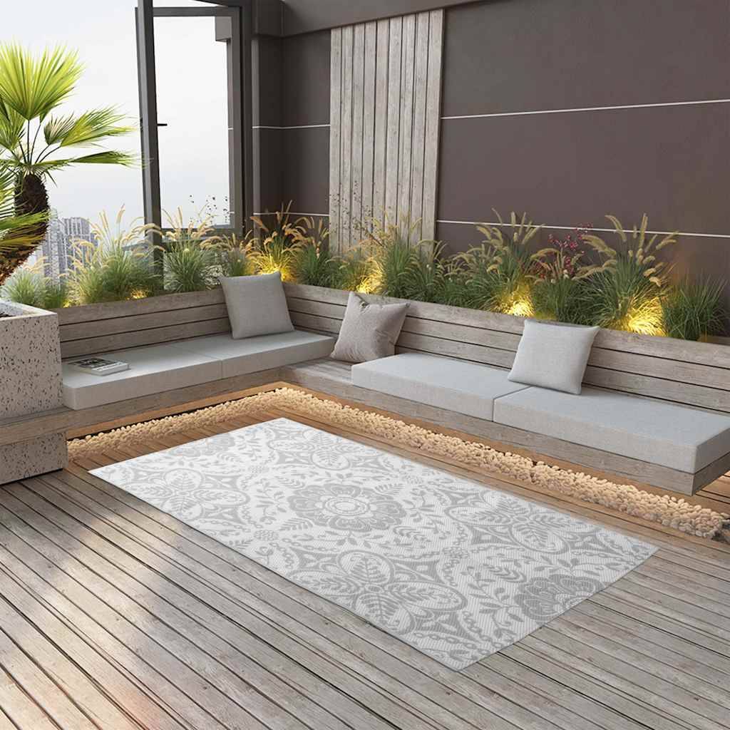 Tapis extérieur - Tapis de jardin - Tapis de terrasse Gris clair 160x230 cm PP - Image 2