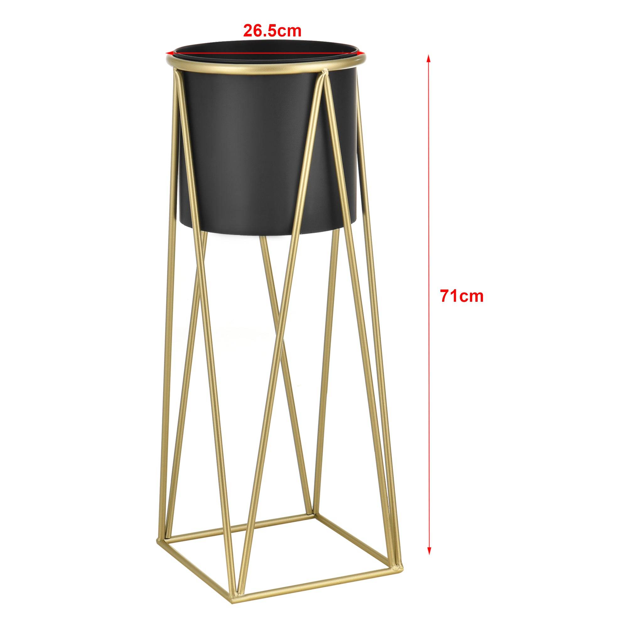Helloshop26 - Set de 2 supports de plante cache-pot pot de fleur bac vase métal laiton et noir - Imagen 1