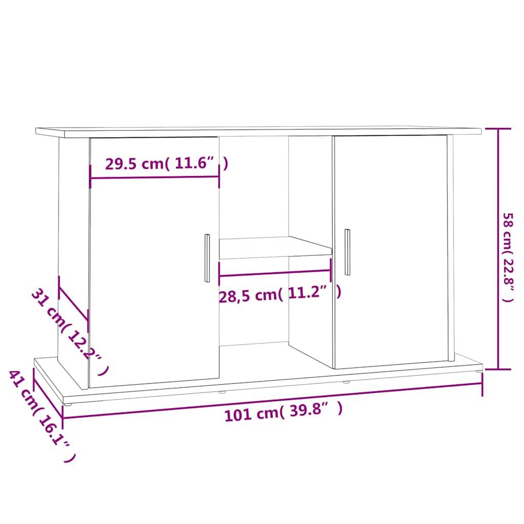 Support Aquarium Bois d'ingénierie Style Industriel Rangement Gris Béton 101 cm - ComfortXL Outdoor Living - Image 5