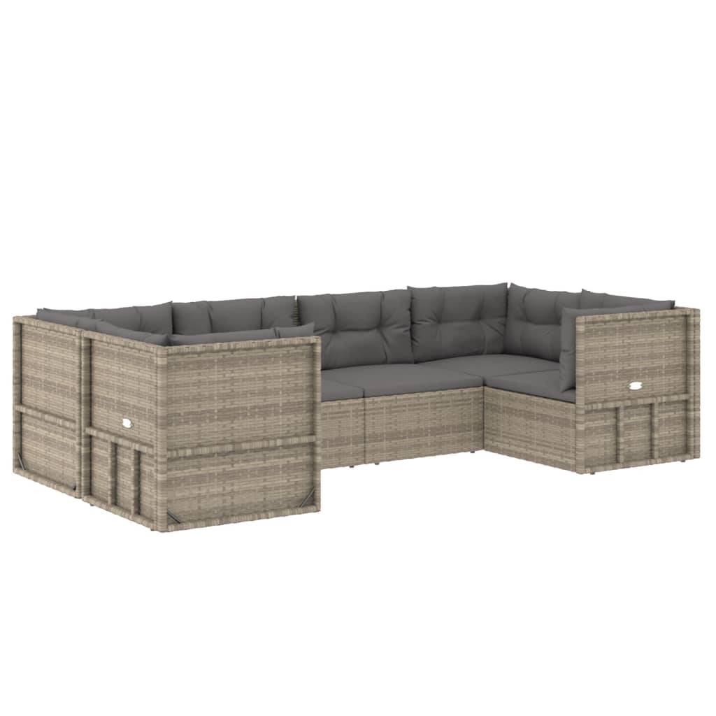 Helloshop26 - Salon de jardin meuble d'extérieur ensemble de mobilier 6 pièces avec coussins gris résine tressée - Imagen 1