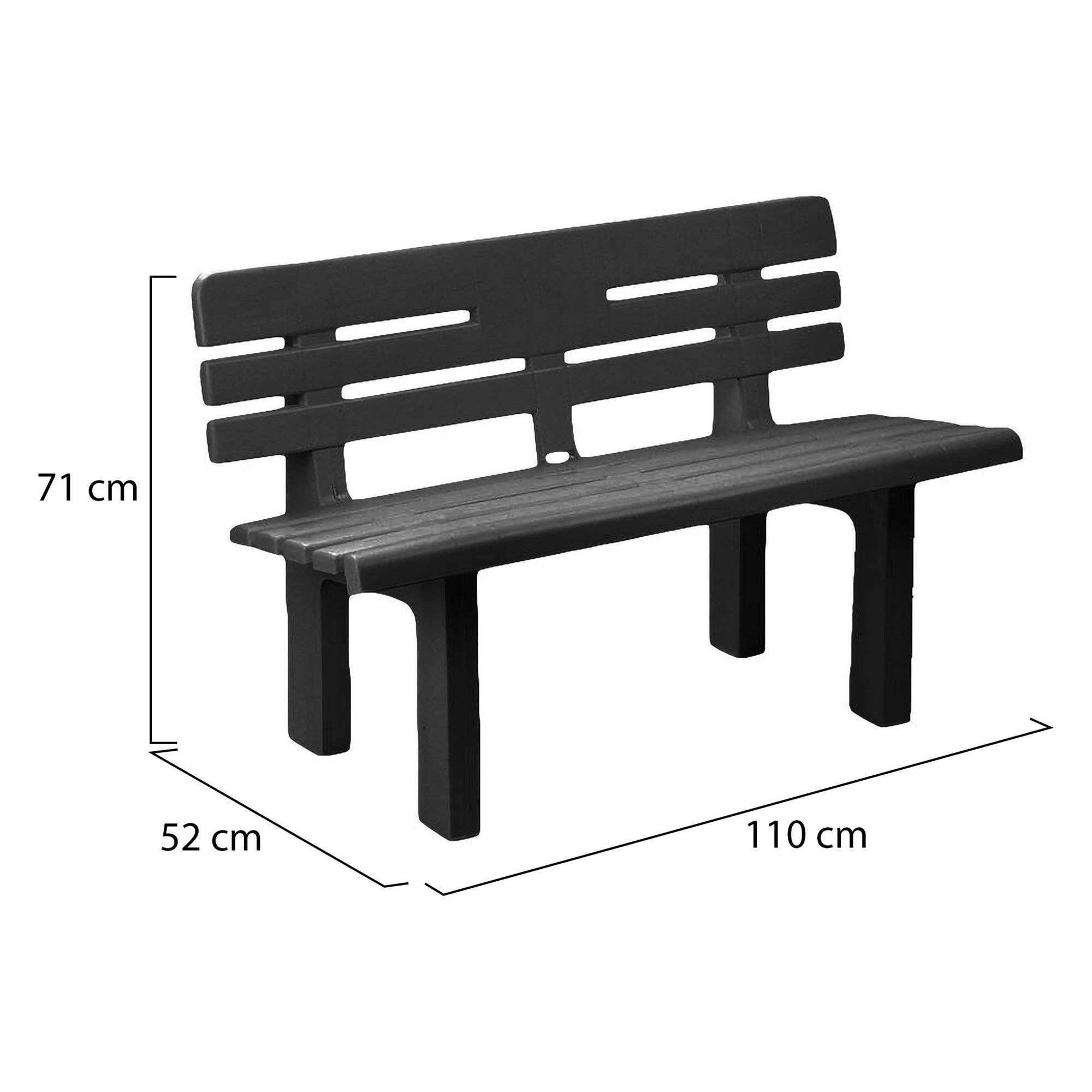 Dmora - Banc d'extérieur Marinella, Banc de jardin Monobloc, Banc d'extérieur, 100% Made in Italy, 110x52h71 cm, Anthracite - Dmora - Imagen 3