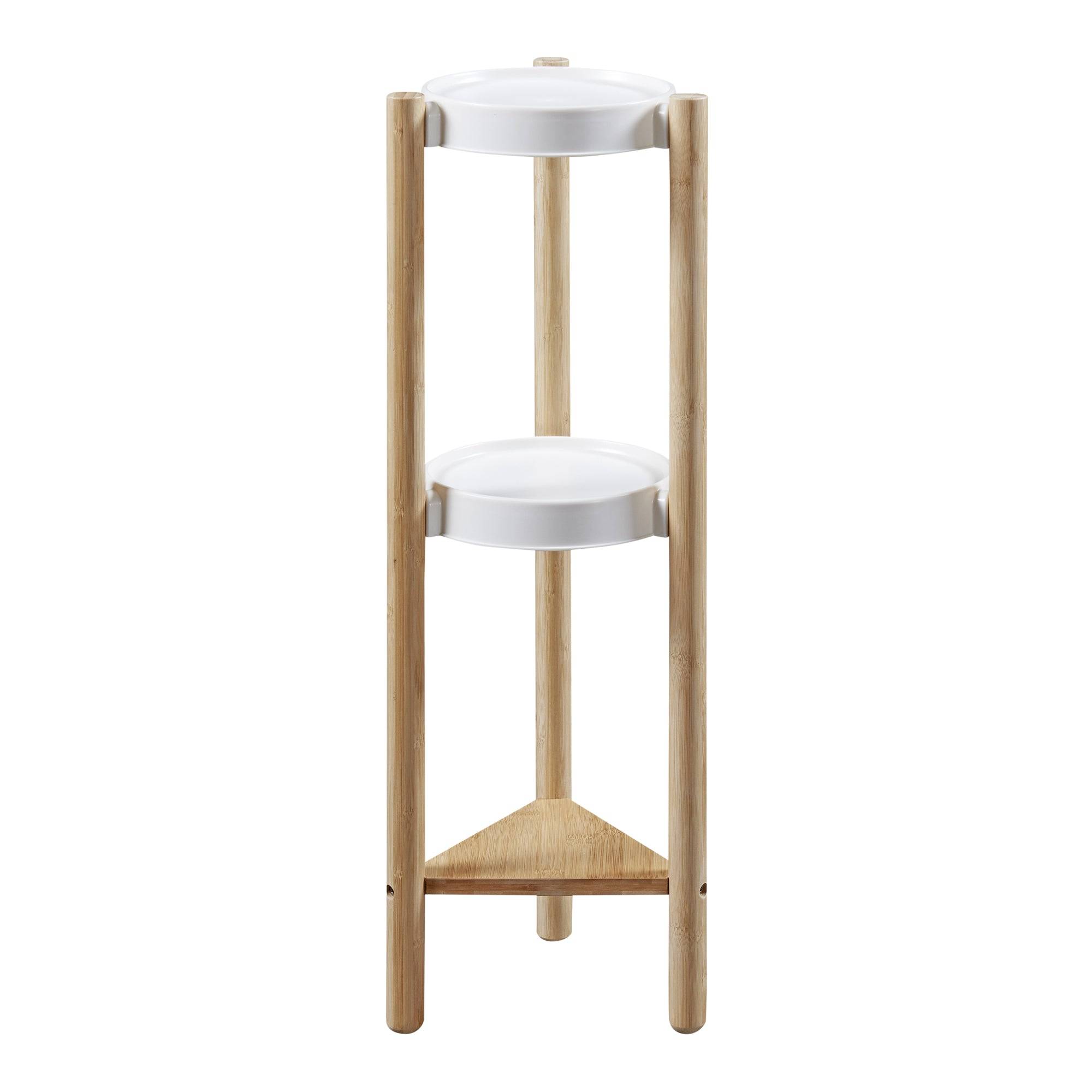 Helloshop26 - Étagère à plantes sastamala à 3 niveaux bambou 78 x 25 x 25 cm naturel blanc - Imagen 1
