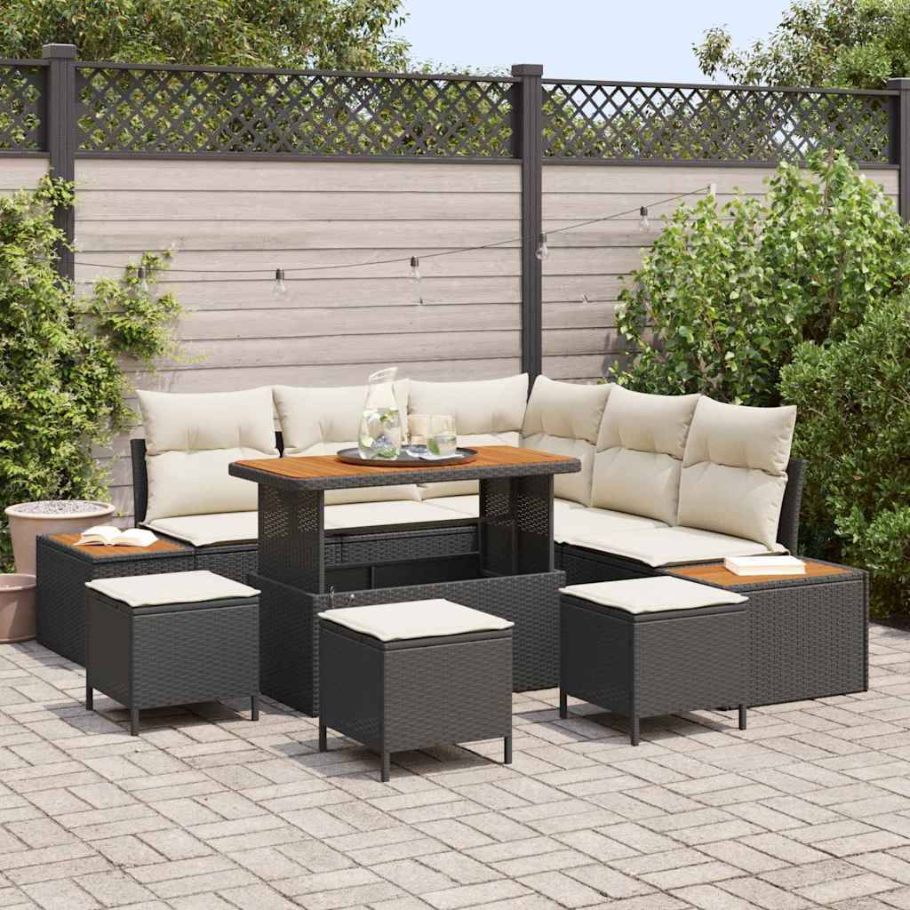 ComfortXL - Grand Salon de Jardin Noir Poly Rotin et Bois – Canapé Modulaire Spacieux avec Coffres – ComfortXL Outdoor Living - Image 1