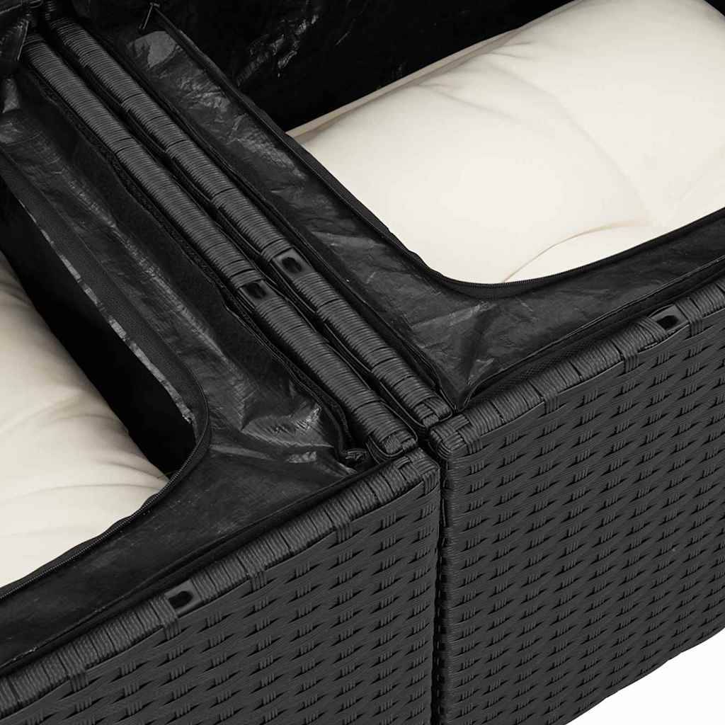 ComfortXL - Grand Salon de Jardin Noir Poly Rotin et Bois – Canapé Modulaire Spacieux avec Coffres – ComfortXL Outdoor Living - Image 9