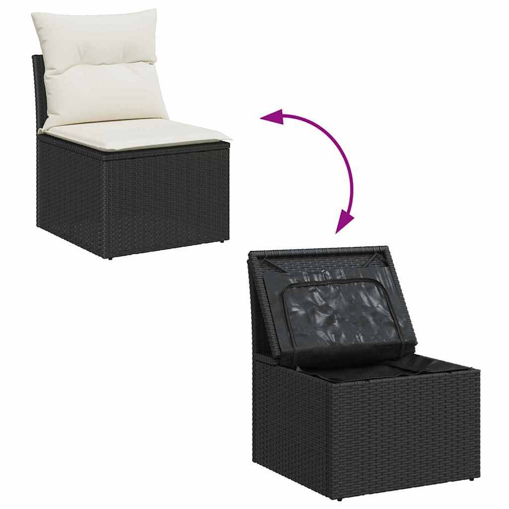 ComfortXL - Grand Salon de Jardin Noir Poly Rotin et Bois – Canapé Modulaire Spacieux avec Coffres – ComfortXL Outdoor Living - Image 6